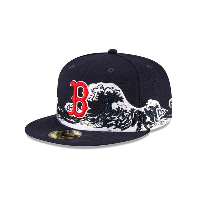 MLB Boston Red Sox Wave 59Fifty Fitted (QYT2979) - Blue New Era Caps